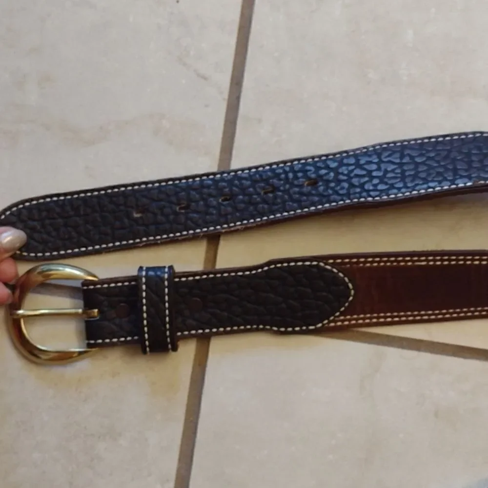 Solid bronze and leather GLO belt Brown Size 28